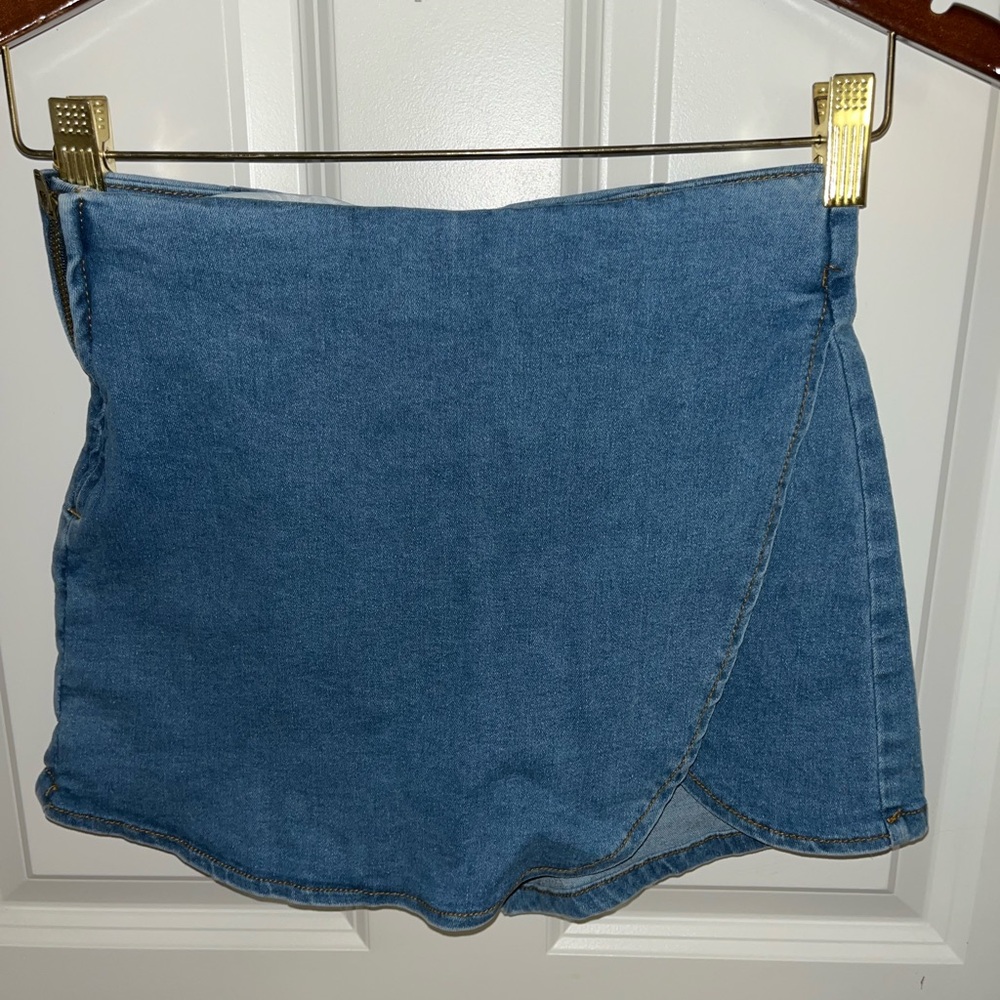 shein denim wrap skort